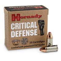 Hornady Critical Defense, 9mm, FTX, 115 Grain, 25 Rounds