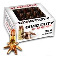 G2 Research Civic Duty, 9mm, SCHP, 100 Grain, 20 Rounds