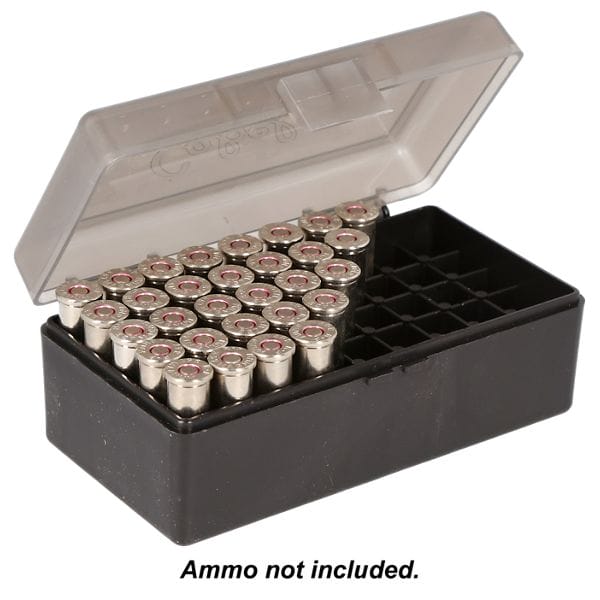 Cabela's Pistol Caliber-Specific Ammo Box - Black Ammo Box with Smoke Lid - .223 Rem/.5.56mm - 50 Rounds