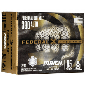 Federal Personal Defense Punch Handgun Ammuntion .380 Auto 85 gr JHP 20/ct