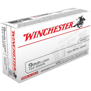 Winchester USA Handgun Ammunition 9mm Luger 124 gr FMJ 50/box