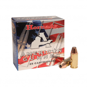 HORNADY American Gunner 9mm Luger +P 124 Grain XTP Ammo, 25 Round Box (90224)