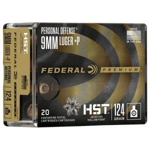Federal Personal Defense HST Handgun Ammunition 9mm Luger( +P) 124 gr JHP 20/ct