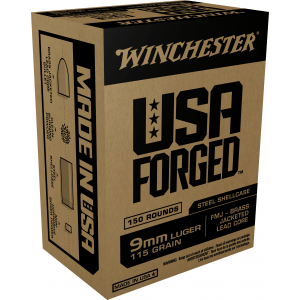 Winchester USA Forged Handgun Ammunition 9mm Luger 115 gr FMJ 1190 fps 150/ct