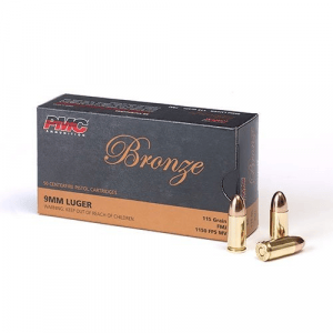 PMC Bronze Handgun Ammunition 9mm Luger 115 gr FMJ 1150 fps 50/box