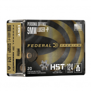 FEDERAL Personal Defense 9mm 124Gr HST JHP 20rd Box Ammo (P9HST3S)