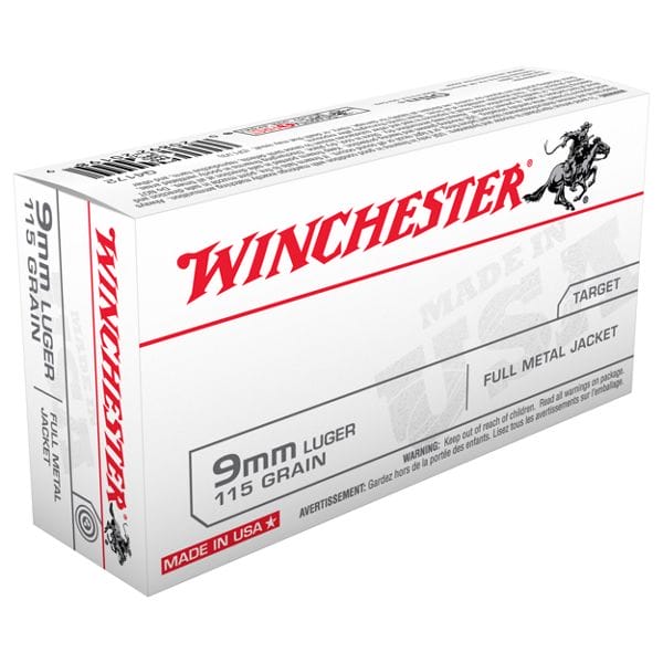 Winchester USA Handgun Ammo - 9mm Luger - FMJ - 50 Rounds