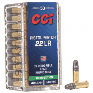CCI Pistol Match Rimfire Ammunition .22 LR 40 gr LRN 1070 fps 50/ct