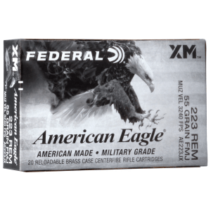 Federal American Eagle Rifle Ammunition .223 Rem 55gr 3240 fps 20/ct