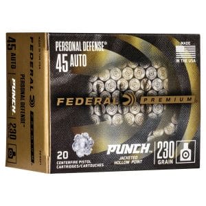 Federal Premium Punch Personal Defense Handgun Ammo - .45 ACP - JHP - 230 Grain - 20 Rounds