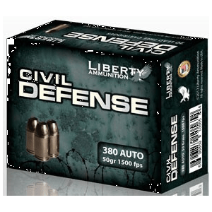 Liberty Civil Defense Handgun Ammunition .380 Auto 50 gr SCHP 1500 fps 20/ct