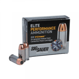 Sig Elite V-Crown Handgun Ammunition 10mm Auto 200gr JHP 1060 fps 20/ct