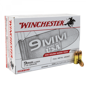 Winchester USA Handgun Ammunition 9mm Luger 115 gr FMJ 200 rds bulk