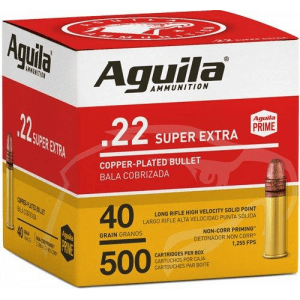 Aguila Super Extra High Velocity Rifle Ammunition .22 LR 40 gr CPSP 1255 fps 500/ct
