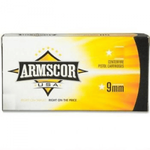Armscor Handgun Ammunition 9mm Luger 124 gr JHP 1092 fps 20/ct