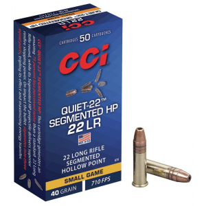 CCI Quiet-22 Segmented HP Rimfire Ammuntion .22 LR 40 gr HP 710 fps 50/ct