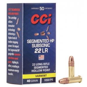 CCI Segmented HP Subsonic Rimfire Ammunition .22 LR 40 gr 1050 fps 50/ct