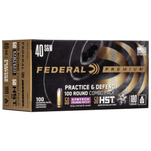 FEDERAL 40 S&W 180GR PRACTICE & DEFEND HST/SYNTECH COMBO AMMO 100RD