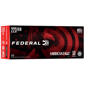 Federal American Eagle Rifle Ammunition .223 Rem 50 gr JHP 3325 fps 20/ct
