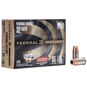 Federal Premuim Personal Defense Handgun Ammunition .32 ACP 65 gr JHP 925 fps 20/box