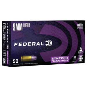 Federal Syntech Training Handgun Ammunition 9mm Luger 124 gr TSJ 1050 fps 50/ct