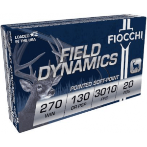 Fiocchi Field Dynamics Rifle Ammunition .270 Win 130 gr PSP 3010 fps 20/ct
