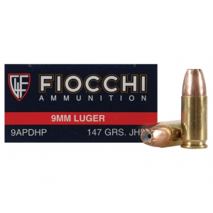 Fiocchi Pistol Shooting Dynamics Handgun Ammunition 9mm Luger 147 gr JHP 975 fps 50/box