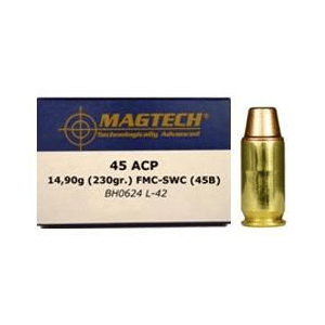 MagTech Handgun Ammunition .45 ACP 230 gr SWC 780 fps 50/box