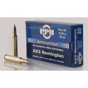 PPU Rifle Ammunition .223 Rem 55 gr FMJ-BT 3240 fps 20/ct