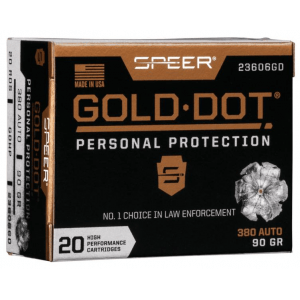 Speer Gold Dot Handgun Ammunition .380 ACP 90 gr HP 1040 fps 20/ct