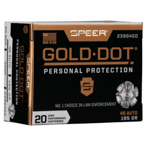 Speer Gold Dot Handgun Ammunition .45 ACP 185 gr HP 1050 fps 20/ct