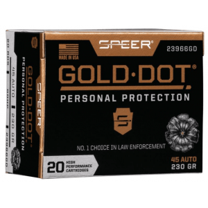 Speer Gold Dot Handgun Ammunition .45 ACP 230 gr HP 890 fps 20/ct
