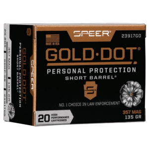 Speer Gold Dot Short Barrel Handgun Ammunition .357 Mag 135 gr HP 990 fps 20/ct