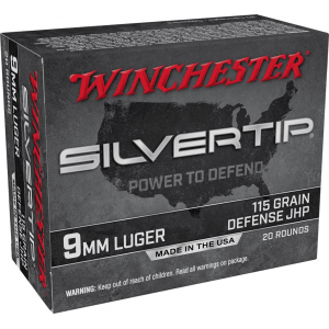 Winchester Silvertip Handgun Ammunition 9mm Luger 115gr HP 1225 fps 20/ct