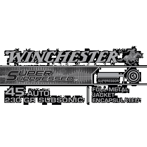Winchester Super Suppressed Handgun Ammunition .45 ACP 230 gr FMJE 50/ct