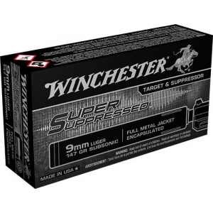 Winchester Super Supressed Handgun Ammunition 9mm Luger 147 gr FMJE 50/ct