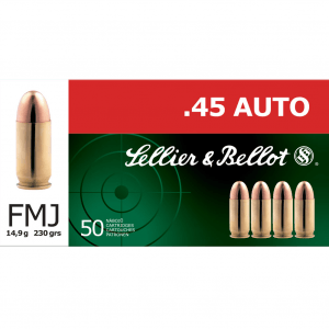 SELLIER & BELLOT 45 ACP 230 Grain FMJ Ammo, 50 Round Box (SB45A)