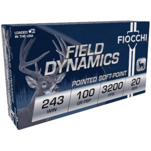 Fiocchi Field Dynamics Rifle Ammunition .243 Win 100 gr PSP 3200 fps 20/ct