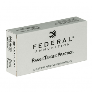 FEDERAL Range Target Practice .380 ACP 95Gr FMJ 50rd Box Ammo (RTP38095)
