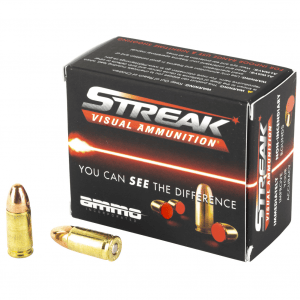 STREAK Ammunition Visual Ammunition, 9MM, 124 Grain, Total Metal Coating, Non-Incendiary Tracer, 20 Round Box 9124TMC-STRK-RED