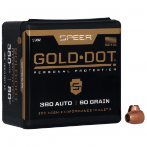 Speer Ammunition Gold Dot, .355 Diameter, 9MM, 90 Grain, Hollow Point, 100 Count 3992