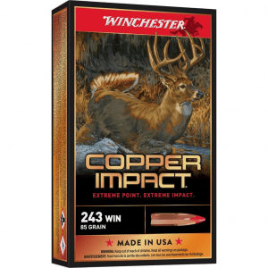 Winchester Copper Impact Rifle Ammunition 243 Win 85gr BT 3260 fps 20/ct