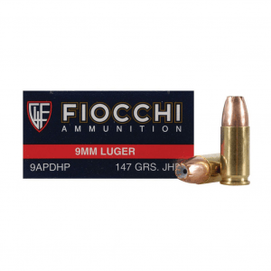 FIOCCHI 9mm Luger 147 Grain JHP Ammo, 50 Round Box (9APDHP)