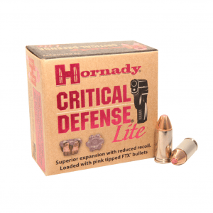 HORNADY Critical Defense 9mm Luger Lite 100 Grain FTX Ammo, 25 Round Box (90240)