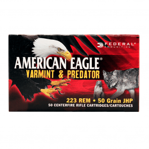 FEDERAL American Eagle Varmint & Predator 223 Rem. 50 Grain JHP Ammo, 50 Round Box (AE22350VP)