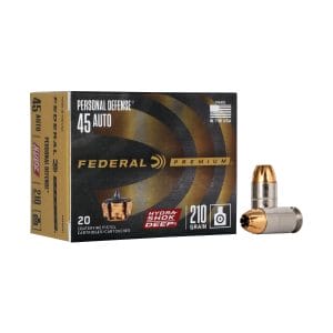 Federal Premium Personal Defense Hydra-Shok Deep .45 ACP 210-Grain Hollow-Point Handgun Ammo