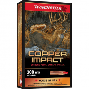 Winchester Copper Impact Rifle Ammunition 308 Win 150gr BT 2810 fps 20/ct