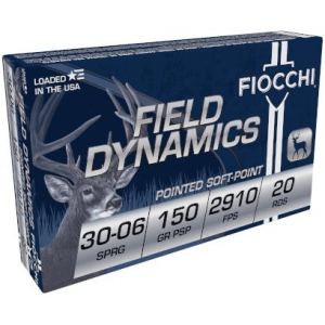 Fiocchi Field Dynamics Rifle Ammunition .30-06 Sprg 150 gr PSP 2910 fps 20/ct