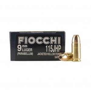 FIOCCHI 9mm Luger 115 Grain JHP Ammo, 50 Round Box (9APHP)