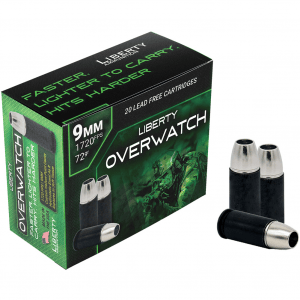 LIBERTY AMMUNITION Overwatch 9mm+P 20rd/Box 72gr Ammo (LA-OW9MM-72-1700)